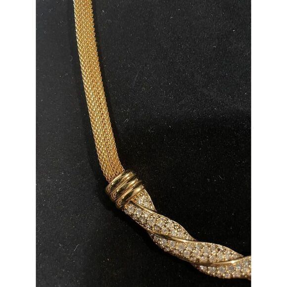 Swarovski Vintage Gold Mesh Necklace With Box - Excellent Condition - Picture 7 of 10